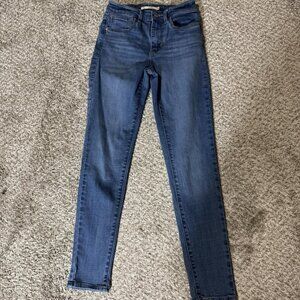 Levis 721 High Rise Skinny Jeans Womens 24 Blue Denim Stretch Water Less